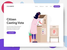 Plantilla de página de aterrizaje de ciudadano elegir candidato o votar ilustración concepto. Concepto de diseño moderno de diseño de página web para sitio web y sitio web móvil. Ilustración de vector EPS 10