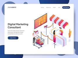 Landing page template of Digital Marketing Consultant Isometric Illustration Concept. Modern design concept of web page design for website and mobile website.Vector illustration EPS 10 vector
