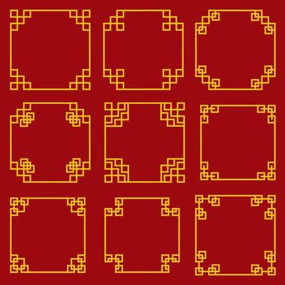 Collection of Decorative Chinese Style Borders and Frames 
