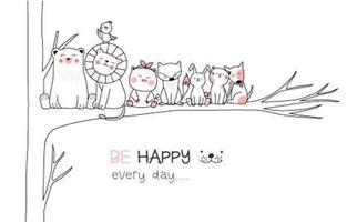 Be Happy Every Day Hand Drawn Card vector