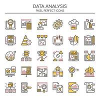 Set of Duotone Color Data Analysis Icons  vector