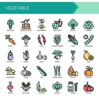 Conjunto de iconos y elementos vegetales de color delgada línea vector