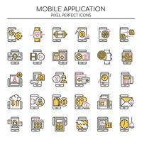 Set of Duotone Thin Line Mobile Application Icons  vector