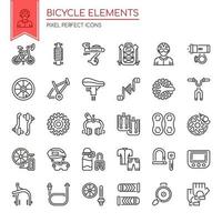 Set of Black and White Thin Line Bicycle Elements  vector