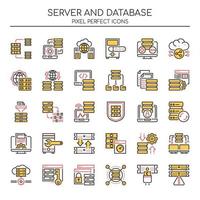 Set of Duotone Thin Line Server and Database Icons  vector