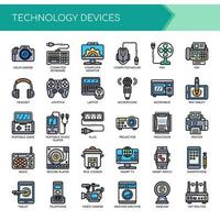 Set of Color Think Line Technology Devices Icons vector