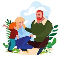 parents with son outdoors vector