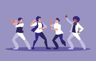 Group of men dancing  vector