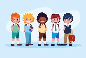 little boy student ready for school  vector