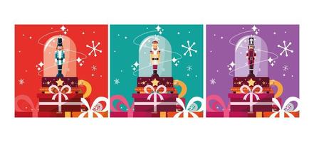 set of nutcracker snow globes   vector