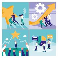 set of teamwork graphics  vector