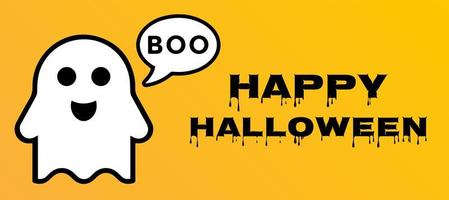 Flying Ghost Happy Halloween Poster vector