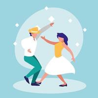 couple dancing at disco party vector