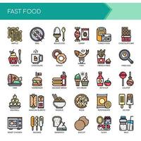 Set of Color Thin Line Fast Food Icons  vector