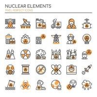 Set of Duotone Thin Line Nuclear Elements  vector