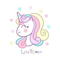Cute Unicorn head in doodle style