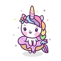 Kawaii unicornio donut cartoon vector