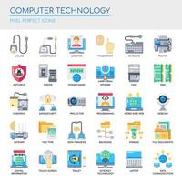 Conjunto de iconos de tecnología informática de color plano vector