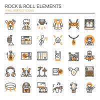 Set of Duotone Thin Line Rock and Roll Elements  vector