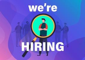 Recruitment concept. We're hiring you flat design vector