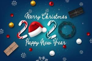 2020 new year card with Christmas vector