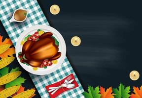 Thanksgiving dinner table vector