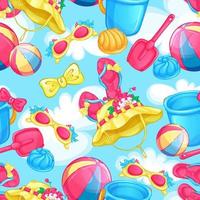 Seamless summer pattern with beach holiday items vector