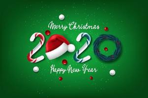 2020 new year and Christmas card vector