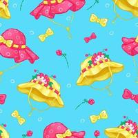 Summer seamless pattern with summer hats vector