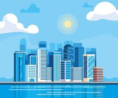 cityscape buildings day scene vector