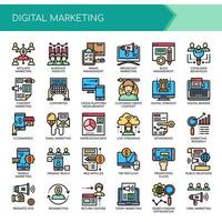 Set of Color Thin Line Digital Marketing Icons  vector