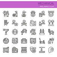 Set of Black and White Thin Line Mechanical Icons  vector