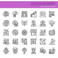 Conjunto de iconos de negocios exitosos de línea delgada en blanco y negro vector