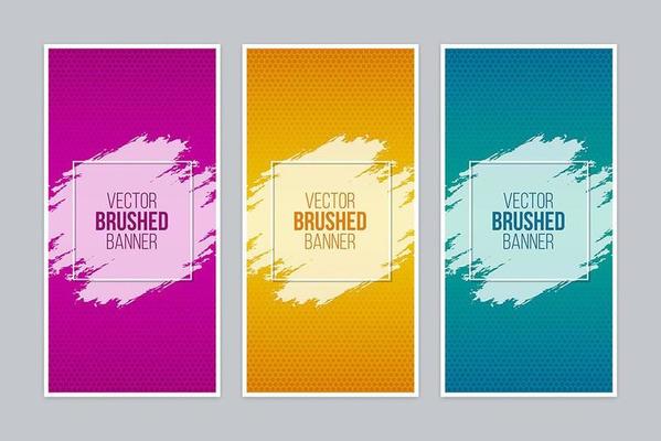 Colorful brushed banners with square frames