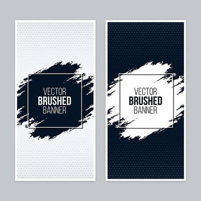 Monochrome brushed banners with square frames