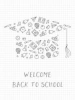Graph Paper Style Welcome Back to School vector