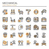 Conjunto de iconos mecánicos de línea delgada monótono vector