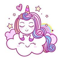 Kawaii animal on cloud vector