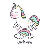 Little pony jumping over rainbow  vector