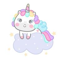 Unicorn cartoon on cloud 