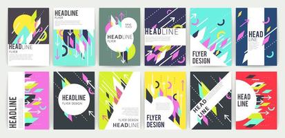 Set of geometric abstract colorful flyers vector