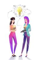 Two office women sharing ideas vector