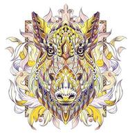 Golden patterned head of boar or pig vector