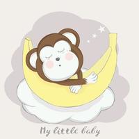 cute baby monkey with banana  vector