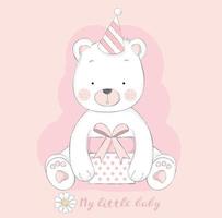 cute baby bear with gift box 