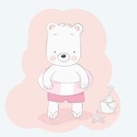 cute baby bear going for a swim vector
