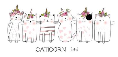 Catcorn illustration set vector