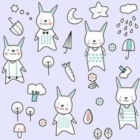 cute baby rabbit cartoon - seamless pattern