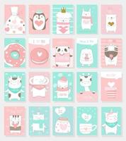 Cute baby animals hand drawn style vector