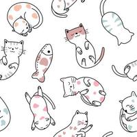 cute baby cat cartoon - seamless pattern